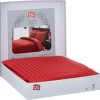Lenjerie de pat roșie TAC Stripe, model cu dungi, set de 6 piese din bumbac satinat