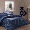 Lenjerie de pat TAC Belamy bumbac satinat albastru cu design geometric modern