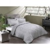 Lenjerie pat dublu Bruna gri cu model geometric din bumbac satinat