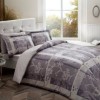 Lenjerie de pat bumbac 100% satinat TAC Madre, gri-alb, design floral geometric, 6 piese