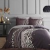 Lenjerie de pat dublu satin de lux TAC model Morea gri-antracit cu imprimeu zebra și buline, fabricată din 100% bumbac satinat.
