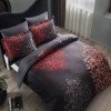 Lenjerie de pat bumbac 100% satinat TAC Rodion, negru-roșu, design baroc, 4 piese