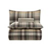 Lenjerie de pat flanel Delvin maro mink First Choice, carouri crem, maro-gri si antracit cu accente ocru, cearsaf de pat uni