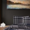 Lenjerie de pat dublu flanel Veldor albastru marin, cu model geometric, bumbac 100% calduroasa