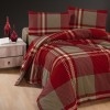 Lenjerie de pat dublu flanel Veldor Bordo, cu model geometric, bumbac 100% calduroasa