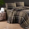 Lenjerie de pat dublu flanel Veldor Maro, cu model geometric, bumbac 100% calduroasa