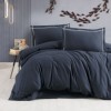 Lenjerie de pat dublu flanel Soprano Albastru, uni, bumbac 100% calduroasa si moale