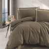 Lenjerie de pat dublu flanel Soprano Maro, uni, bumbac 100% calduroasa