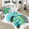 Lenjerie de pat 1 persoană verde cu design muzical, din bumbac 100% poplin