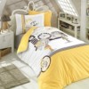Lenjerie pat 1 persoană bumbac 100% poplin, Hobby Home, Smilie - Yellow