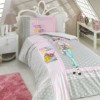 Lenjerie de pat 1 persoană gri cu design fashion, din bumbac 100% poplin