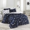 Lenjerie pat 1 persoana, 3 piese,  Eponj Home, Halley - Dark Blue