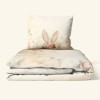 Lenjerie pat 1 persoana bumbac 100% Elon model floral pastel cu iepuras