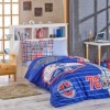 Lenjerie pat 1 persoana bumbac 100% poplin, Hobby Home, Collage Dark Blue