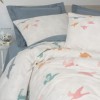 Set lenjerie pat 1 persoană Kaija Cotton Box din bumbac 100 % ranforce, imprimeu pescarusi pe fond ecru, verso bleu petrol