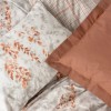 Set lenjerie pat 1 persoană Lamina Cotton Box din bumbac 100 % ranforce, imprimeu frunze caramizii pe fond ecru