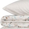 Set lenjerie pat 1 persoană Lendell Cotton Box din bumbac 100 % ranforce, imprimeu ramuri verde-salvie pe fond gri-lin