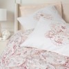Set lenjerie pat 1 persoană Serava Cotton Box din bumbac 100 % ranforce, imprimeu damasc roz-piersică pe fond ecru