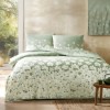 Lenjerie pat 1 persoană din bumbac 100% ranforce Tac April Verde, cu imprimeu floral alb pe fundal verde pastel, dimensiune cearceaf pilotă 160x220 cm