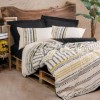 Lenjerie pat 1 persoana bumbac ranforce Elvira Black Cotton Box cu motive etnice