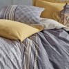 Lenjerie pat 1 persoana bumbac ranforce Nedra Bej Cotton Box geometric