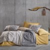 Lenjerie pat 1 persoana bumbac ranforce Nedra Bej Cotton Box geometric