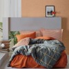Lenjerie pat 1 persoana bumbac ranforce Stark Cinnamon Cotton Box in carouri