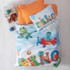 Lenjerie de pat pentru o persoană din bumbac 100% ranforce cu design dinozauri colorat