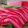 Lenjerie pat 1 persoană Cozy Home Cherie cu dungi roz-roșii, bumbac ranforce