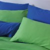 Lenjerie pat 1 persoană Sage reversibilă verde și albastru, bumbac ranforce 160x220 cm