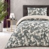 lenjerie pat 1 persoana Colin Verde bumbac ranforce cu elastic imprimeu floral si frunze verde inchis First Choice