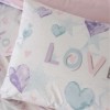 Lenjerie pat 1 persoana cu elastic Cotton Box Lovella bumbac ranforce cu inimioare si mesaj Love