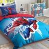 Lenjerie de pat Disney Spiderman Light City, cu Spiderman în acțiune, design fosforescent albastru și roșu, 3 piese, bumbac