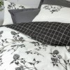 lenjerie pat 1 persoana Ohia Antracit bumbac ranforce model floral gri