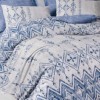 Lenjerie pat 1 persoana Cleo Blue, bumbac ranforce, motive traditionale cu elemente geometrice
