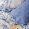 Lenjerie pat 1 persoana Cleo Blue, bumbac ranforce, motive traditionale cu elemente geometrice