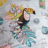 Lenjerie pat 1 persoana Paradise, bumbac ranforce, model cu tucan si flori tropicale pentru copii