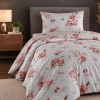 lenjerie pat 1 persoana Eliza Mink bumbac ranforce cu elastic flori bej rozaliu si somon First Choice