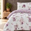 lenjerie pat 1 persoana Eliza Violet bumbac ranforce cu elastic flori lila mov si roz First Choice