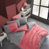 Lenjerie pat 1 persoana poplin percale, Hobby Home, Diamond Coral, Anthracite