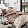 Lenjerie pat 3 piese, bumbac 100% ranforce,1 persoana,  Bahar Home, Natura Brown (Maro)