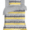 Lenjerie pat 3 piese, bumbac 100% ranforce,1 persoana,  Enlora Home, Zigros yellow
