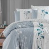 Lenjerie pat bumbac 100% ranforce 6 piese First Choice Camela Gri floral 200x220