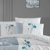 Lenjerie pat bumbac 100% ranforce 6 piese First Choice Camela Gri floral 200x220