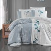 Lenjerie pat bumbac 100% ranforce 6 piese First Choice Camela Gri floral 200x220