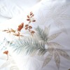 Lenjerie de pat First Choice Chanel Ecru 6 piese bumbac 100% ranforce cu imprimeu floral teracota si frunze verde salvie
