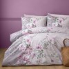 Lenjerie de pat First Choice Gracie Ash 6 piese bumbac 100% ranforce imprimeu floral roz lila pe fundal gri