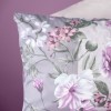 Lenjerie de pat First Choice Gracie Ash 6 piese bumbac 100% ranforce imprimeu floral roz lila pe fundal gri