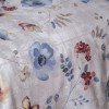 Lenjerie de pat First Choice Luther Bej 6 piese bumbac ranforce cu flori bleu roz si fluturi pe fundal bej