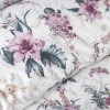 Lenjerie de pat First Choice Sheran Gri 6 piese bumbac ranforce cu imprimeu floral ornamental roz lila si cearsaf uni gri